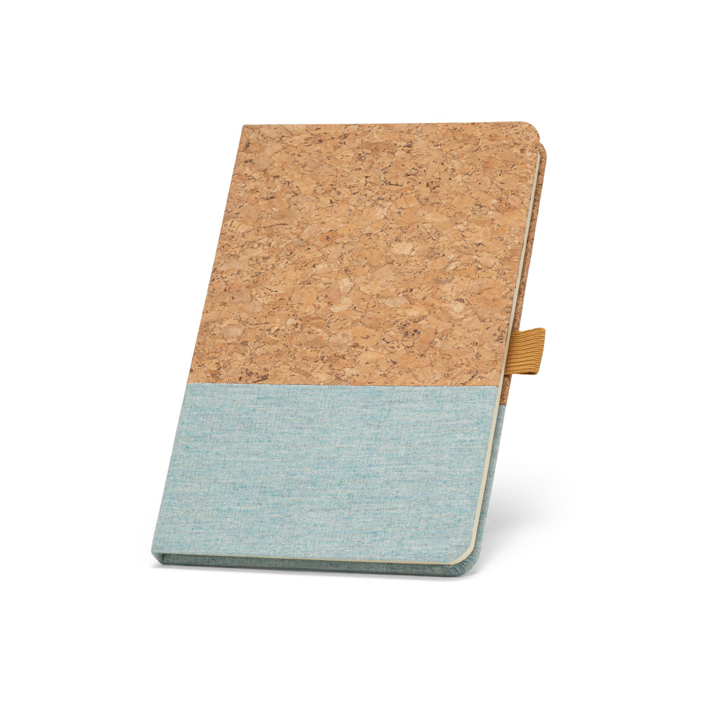 Carnet A5 en liège et lin personnalisable KLEE Bleu clair